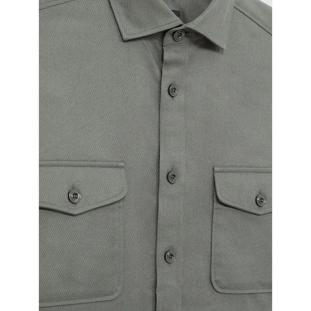 REISS Whisper Stretch Cotton Twill Twin Pocket Overshirt
